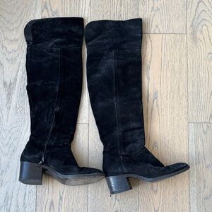 Rag & Bone Black Suede Knee-High Boots - Women's Classic Style size 38.5